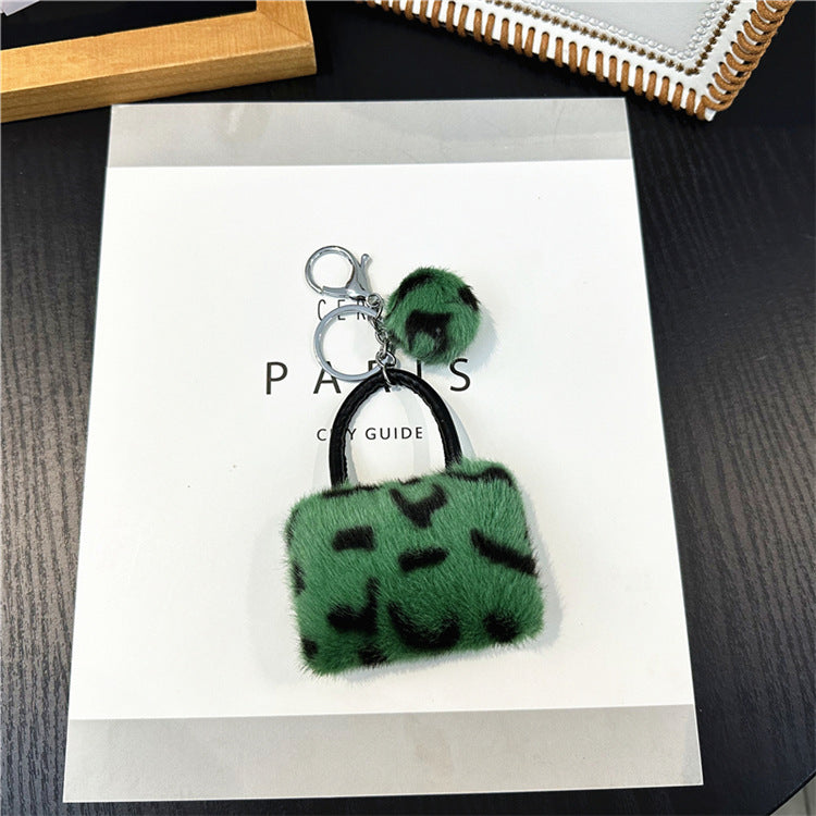 Wholesale Leopard Print Bag Keychain Creative Cute Plush Cartoon Pendant Car Keychain